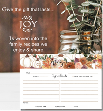 Load image into Gallery viewer, Recipe Cards - White Pumpkin set/15/30