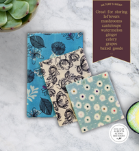 Load image into Gallery viewer, Beeswax Wraps Countryside Floral Set/3