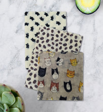 Load image into Gallery viewer, Beeswax Wrap - Coffee Cats set/3