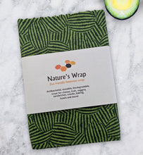 Load image into Gallery viewer, reusable beeswax food wraps large size, eco friendly food storage , green watermelon stripes pattern medley beeswax cloth