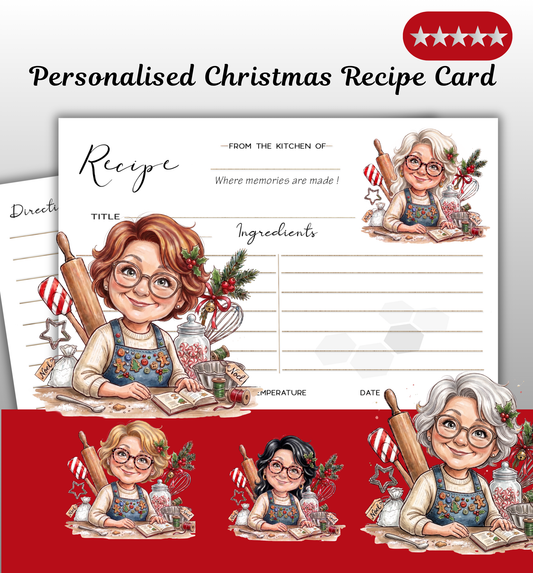 Recipe Cards - Personalized  Recipe Card Caricature