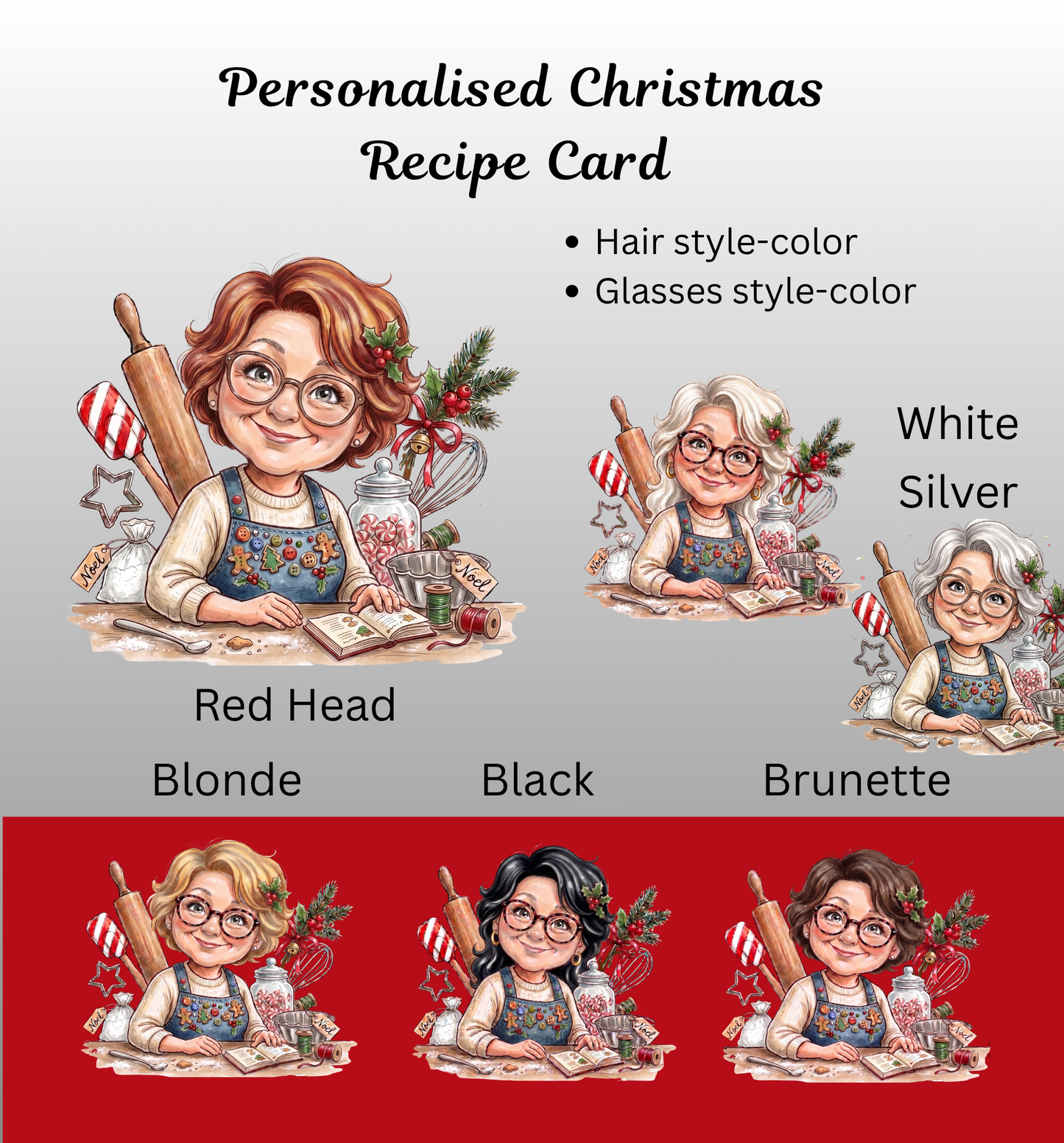 Recipe Cards - Personalized  Recipe Card Caricature
