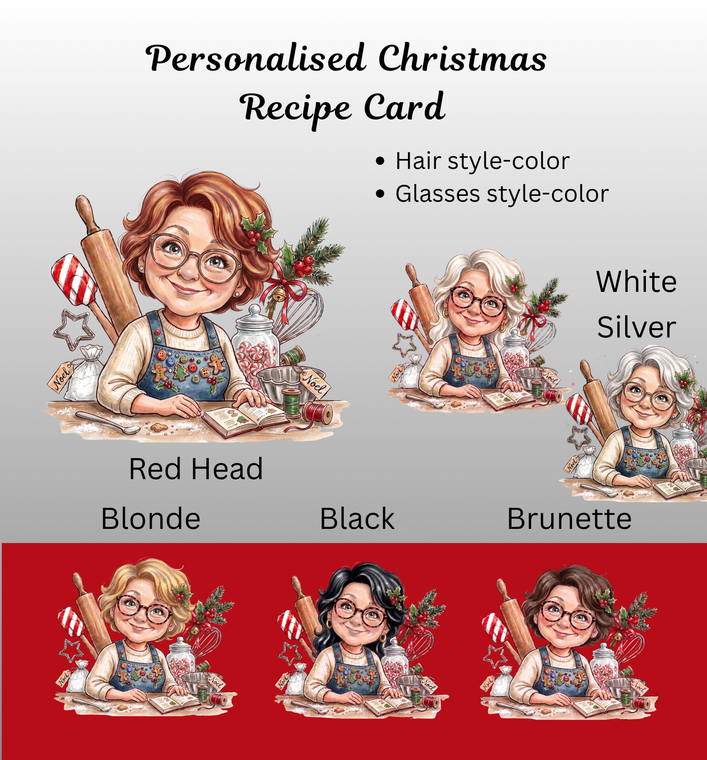 Recipe Cards - Personalized  Recipe Card Caricature