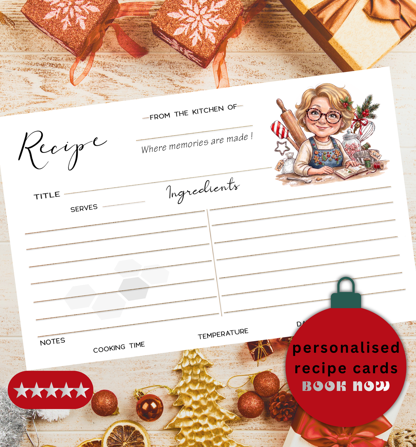 Recipe Cards - Personalized  Recipe Card Caricature