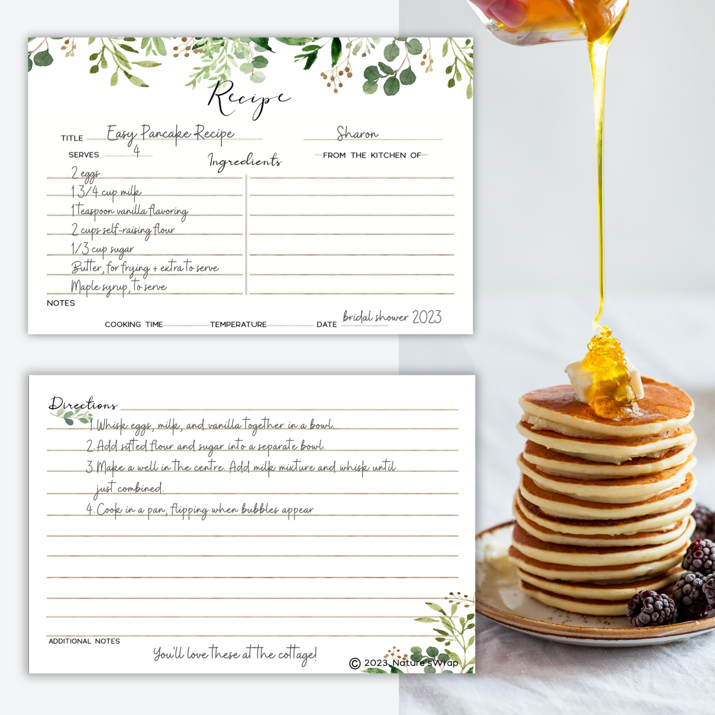 Bridal Shower Recipe Cards - set of 30
