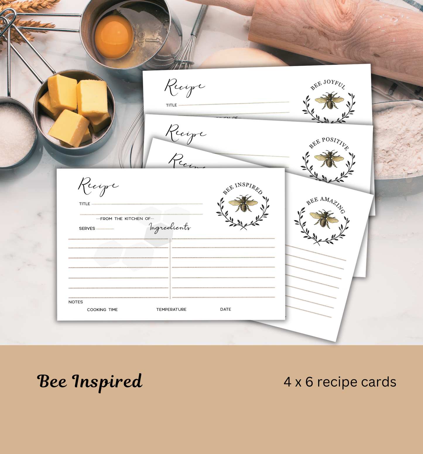 Recipe Cards - Bee Inspired set 28/48, Honeybee Recipe Card
