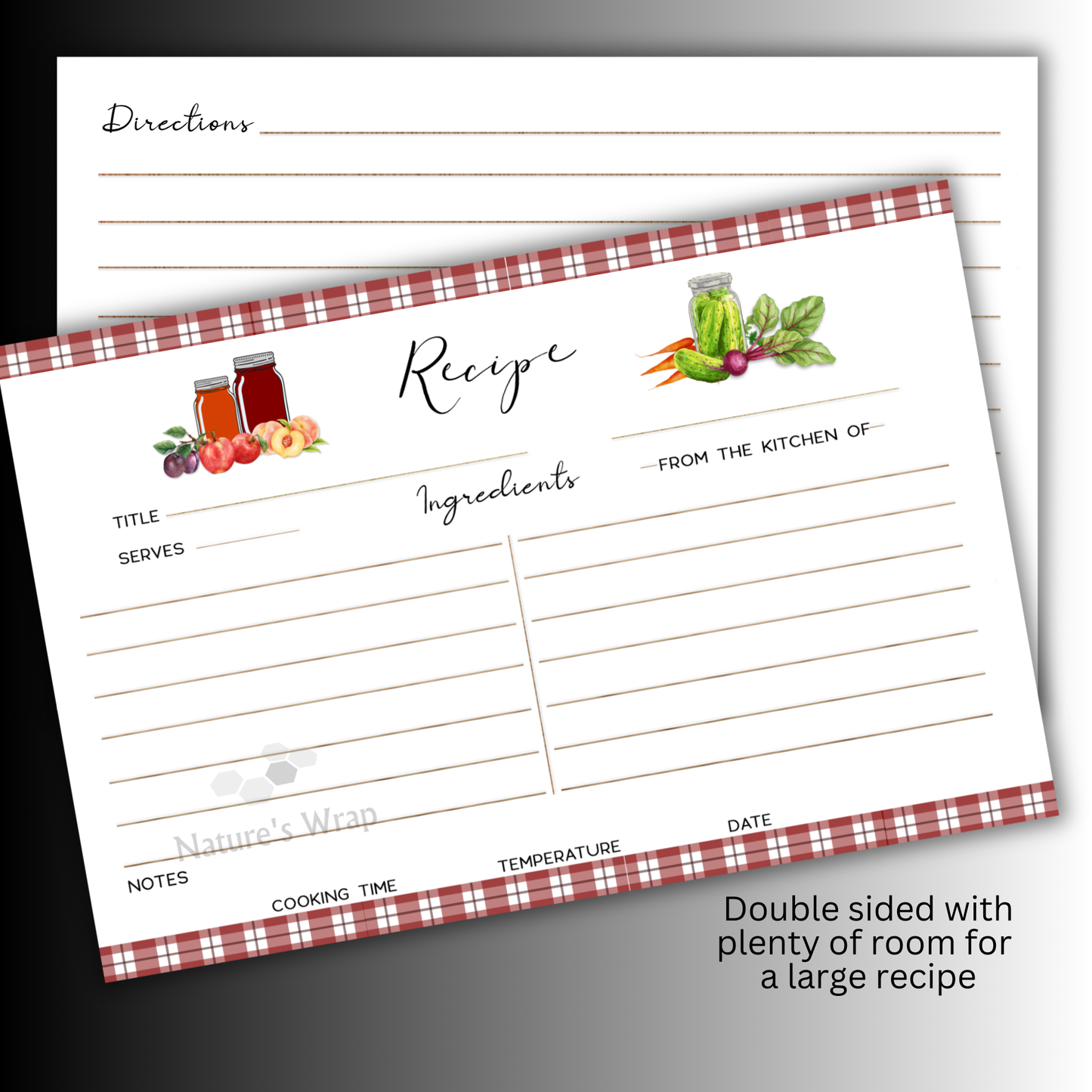 Recipe Cards - Farmhouse Gingham