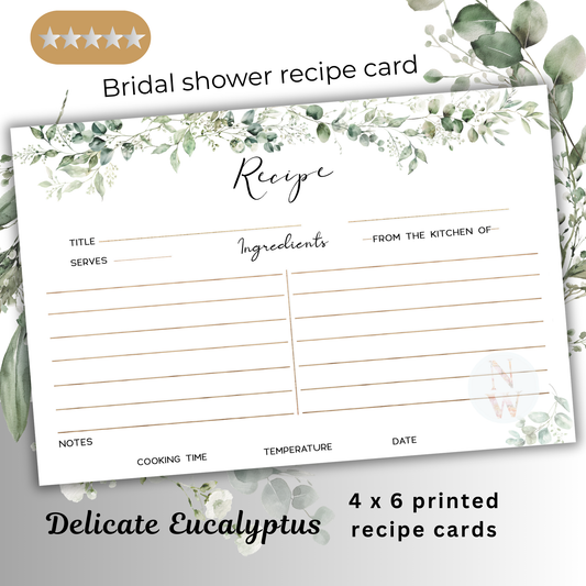 Delicate Eucalyptus Bridal Shower Recipe Cards