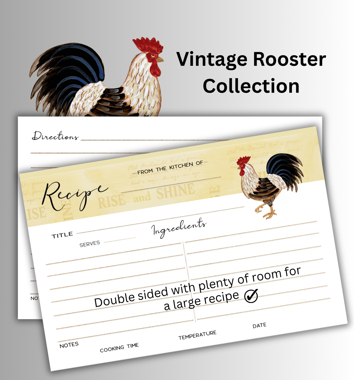 Vintage Rooster Recipe Cards