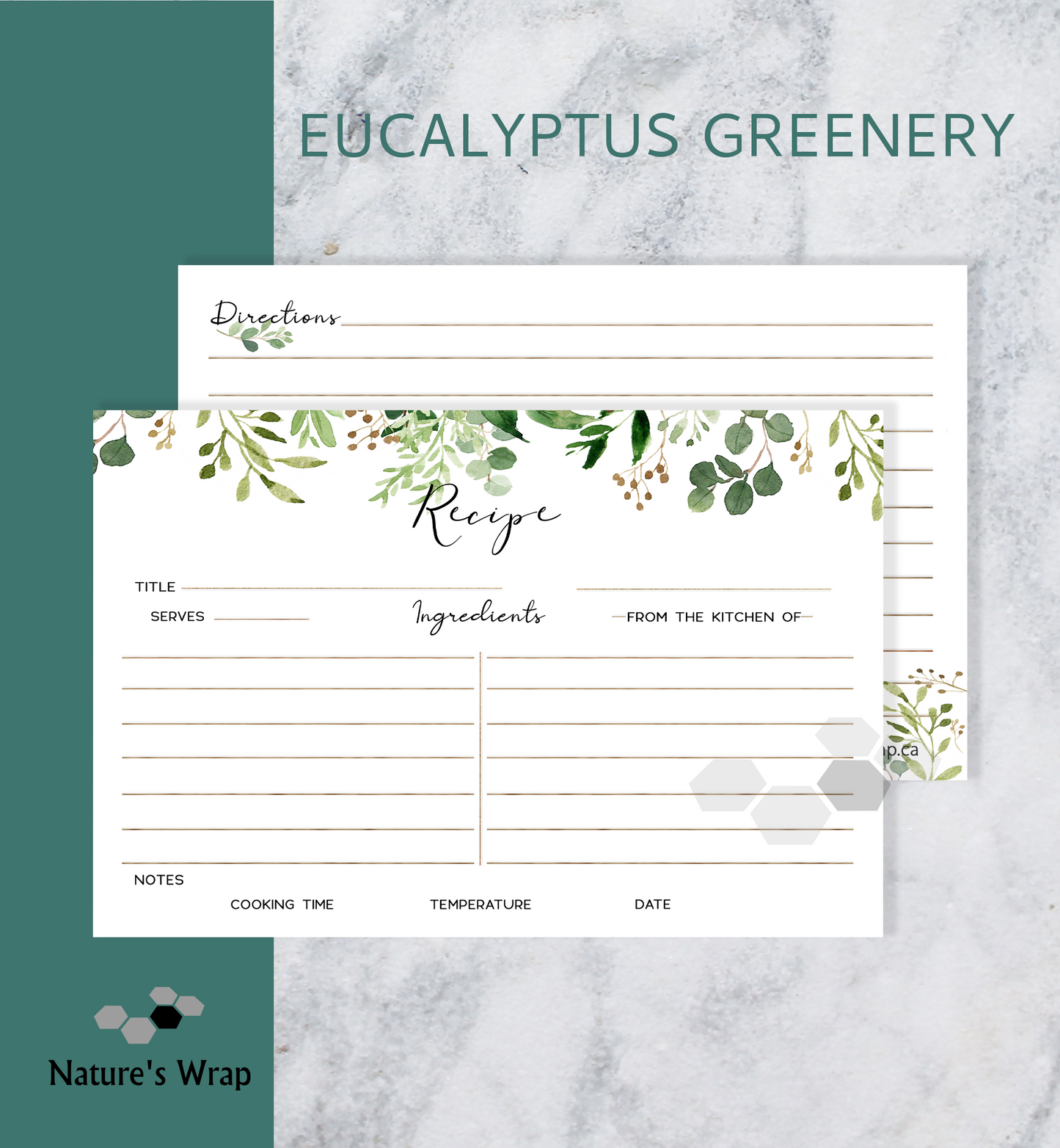 Recipe Cards - Eucalyptus set/30