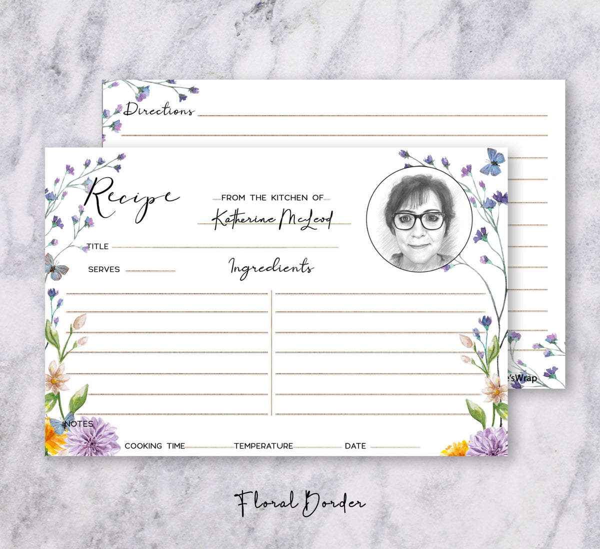 Recipe Cards - Custom Portrait Sketch set/20 – natureswrap