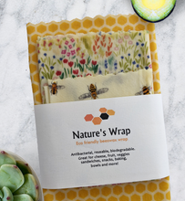 Load image into Gallery viewer, Beeswax Wrap - Garden Bees set/3
