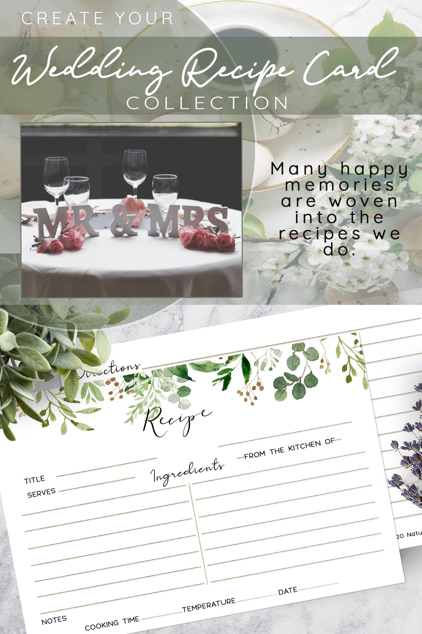Recipe Cards - Eucalyptus set/30